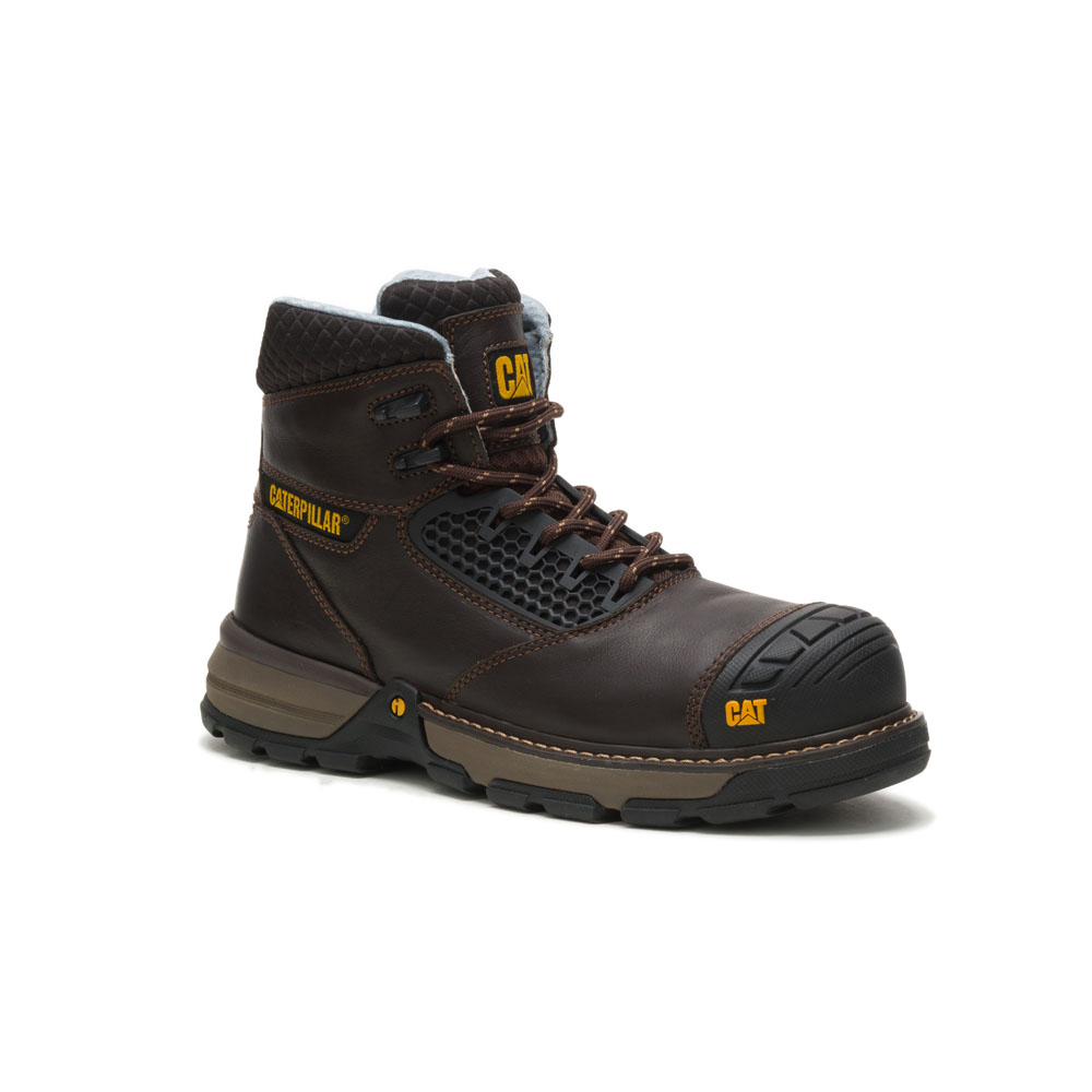 Caterpillar Boots South Africa - Cat Men's Excavator Superlite Cool Cct / Astm/Comp Toe Safety Boots Dark Brown CT5389102